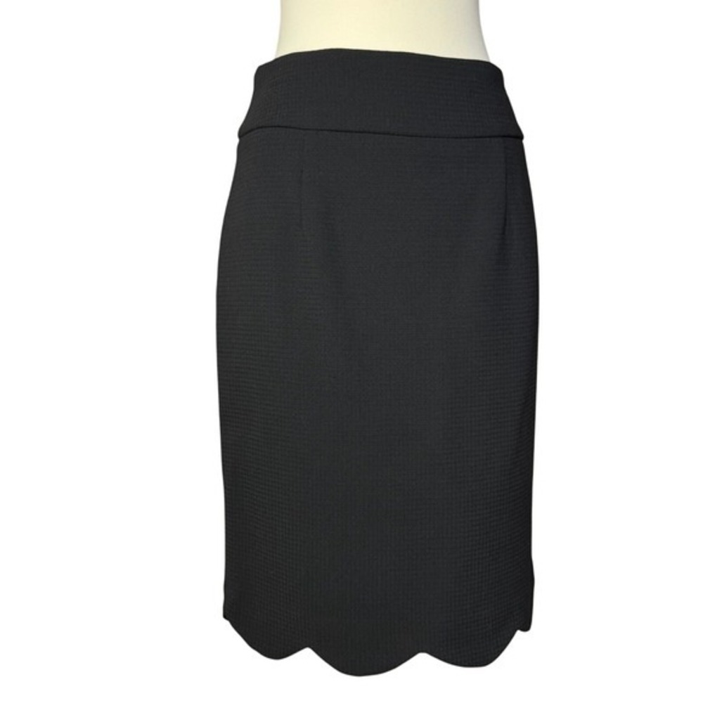 Pink Tartan Womens Skirt Size 2 Pencil‎ Black Wool Scalloped Career Corporate